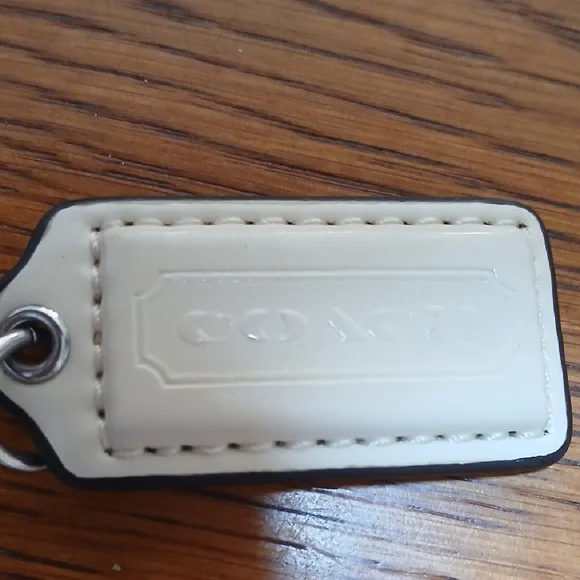 Coach Ivory Leather Keychain/Bag Charm Set 1.5 - Picture 2 of 5